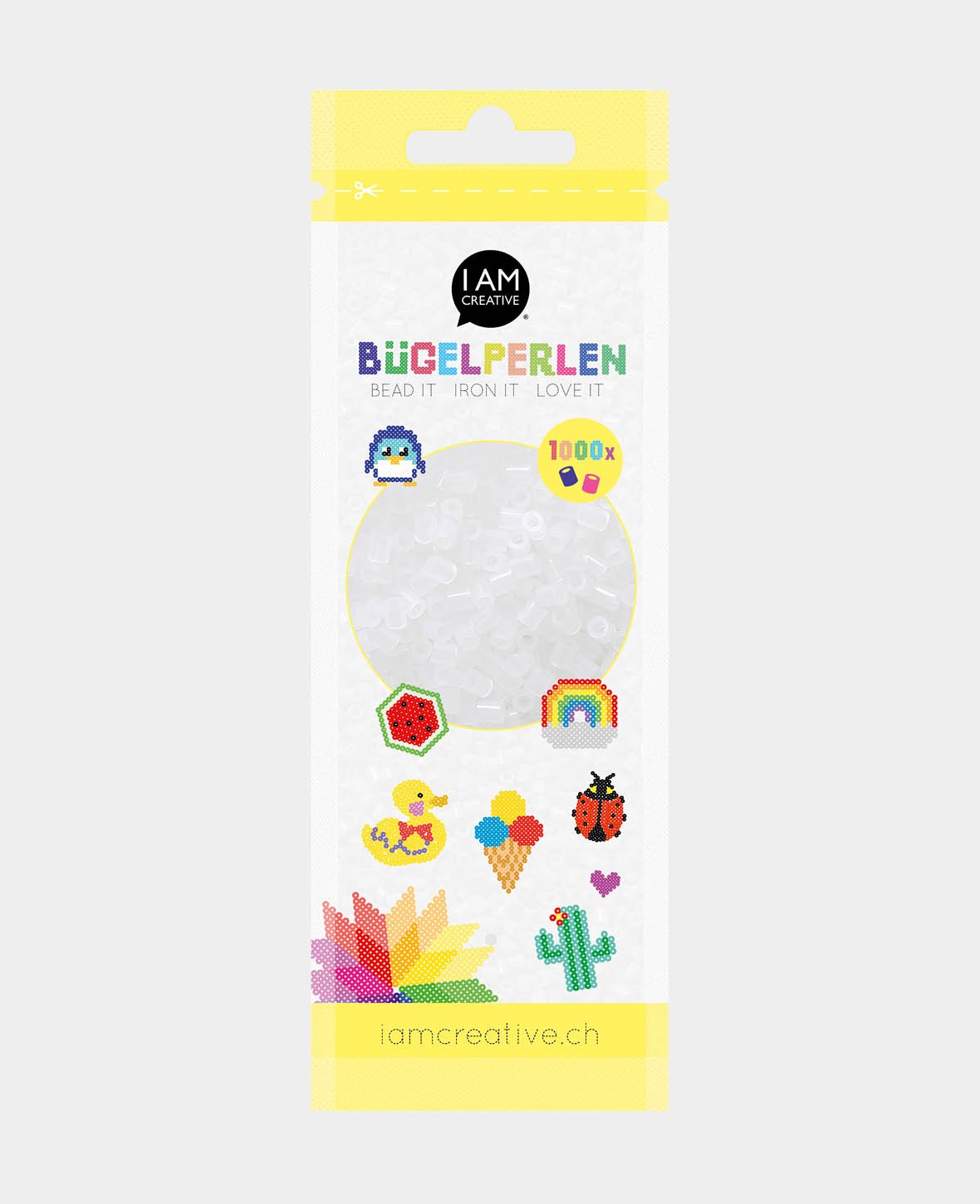 Iron-on beads in bag, transparent, ø 5 mm, 1,000 pieces