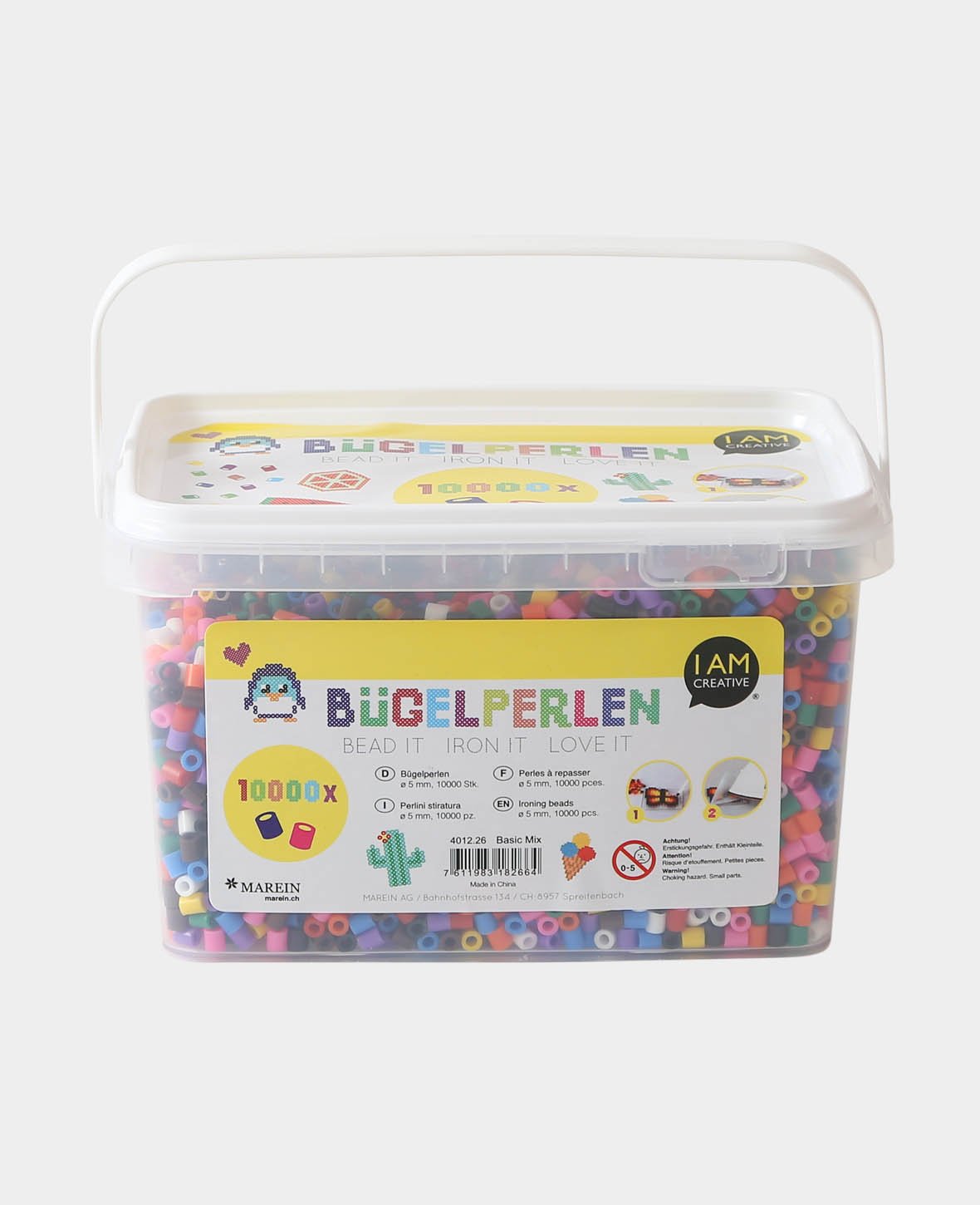 Ironing beads in a bucket, colourful, ø 5 mm, 10'000 pcs.