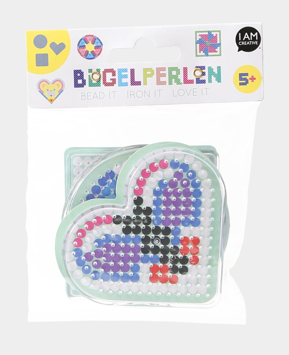 3 Steckplatten, für Bügelperlen, Herz, Quadrat und Kreis, ø 9-10 cm, 3 Motive