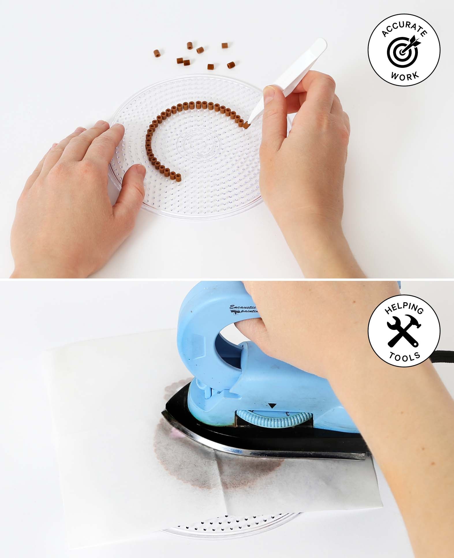Kit d'accessoires pour perles à repasser, trousse à outils avec pince à perles, présentoir de motifs et papier à repasser, 16 pièces