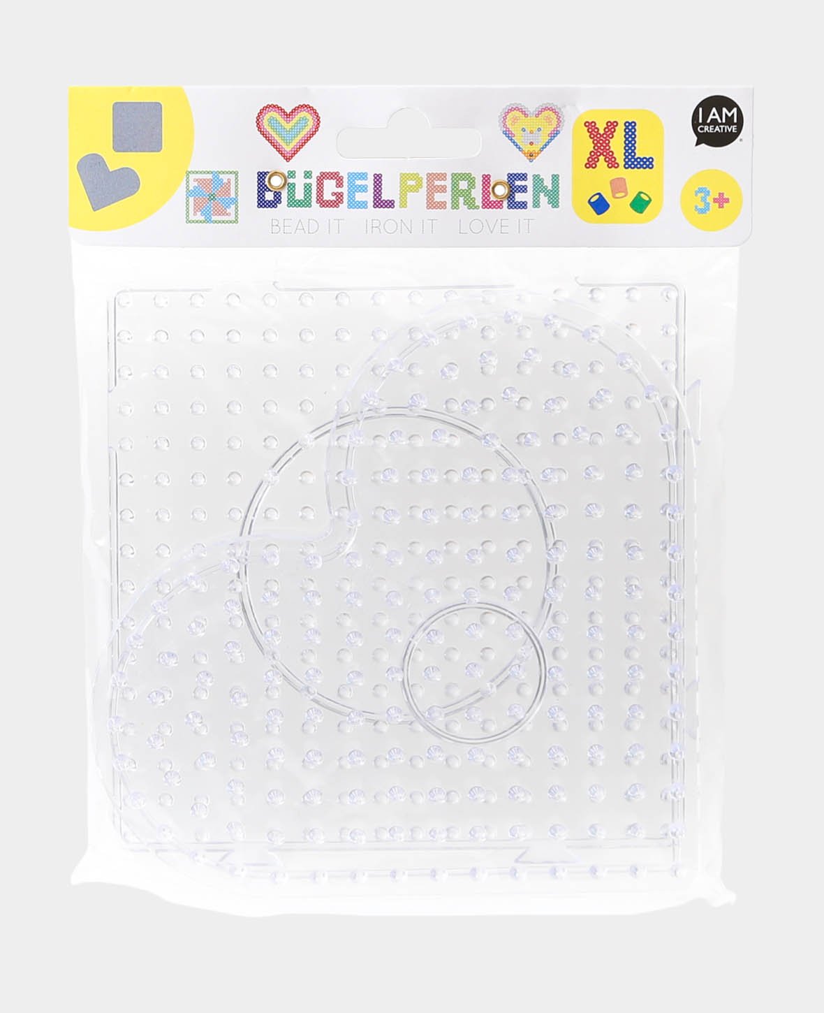 XL Steckplatten Herz & Quadrat, für XL Bügelperlen, ø 15-15.5 cm, 2 Motive