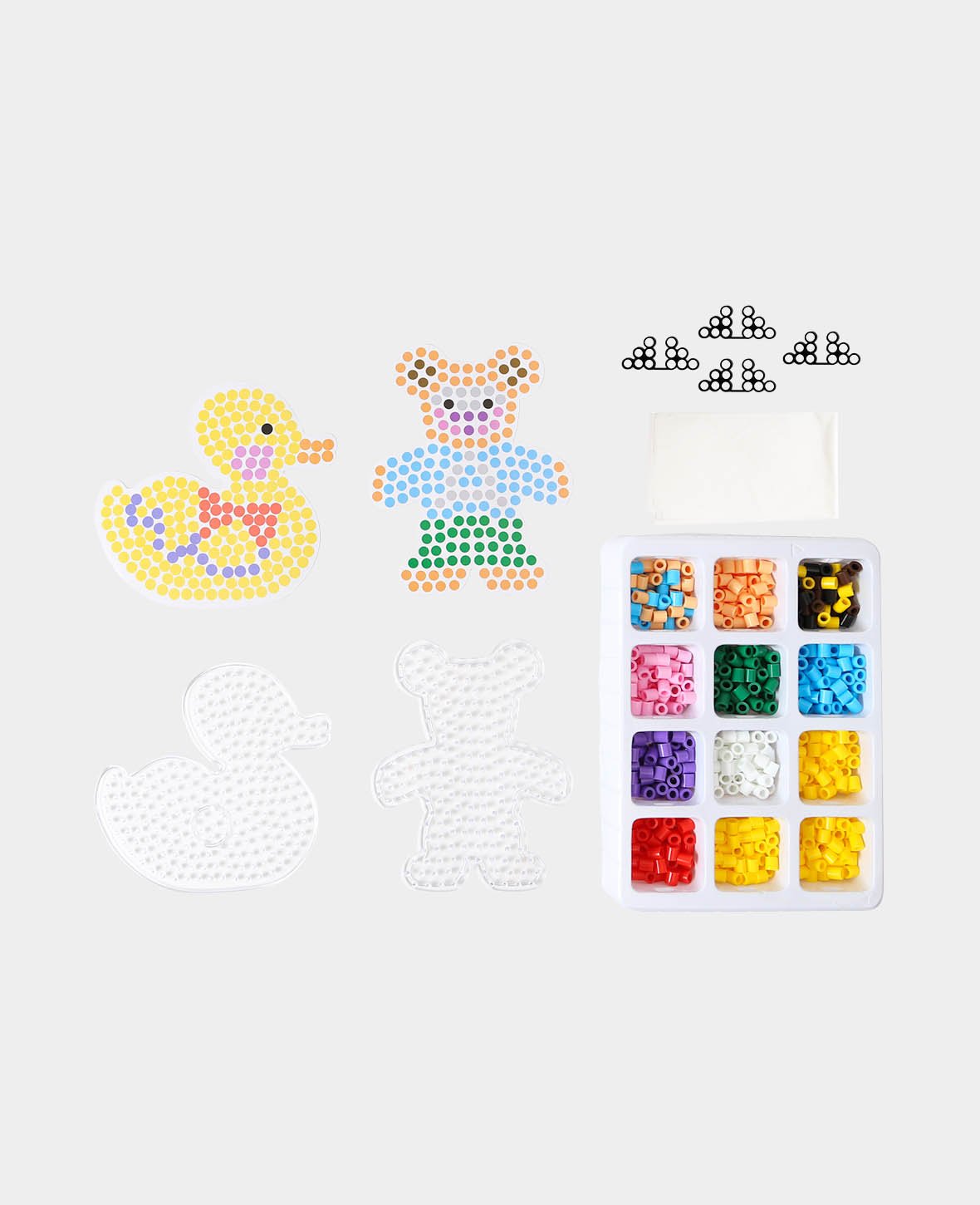 XL Iron-on Bead Set Duck & Bear, ø 10 mm, 609 pieces