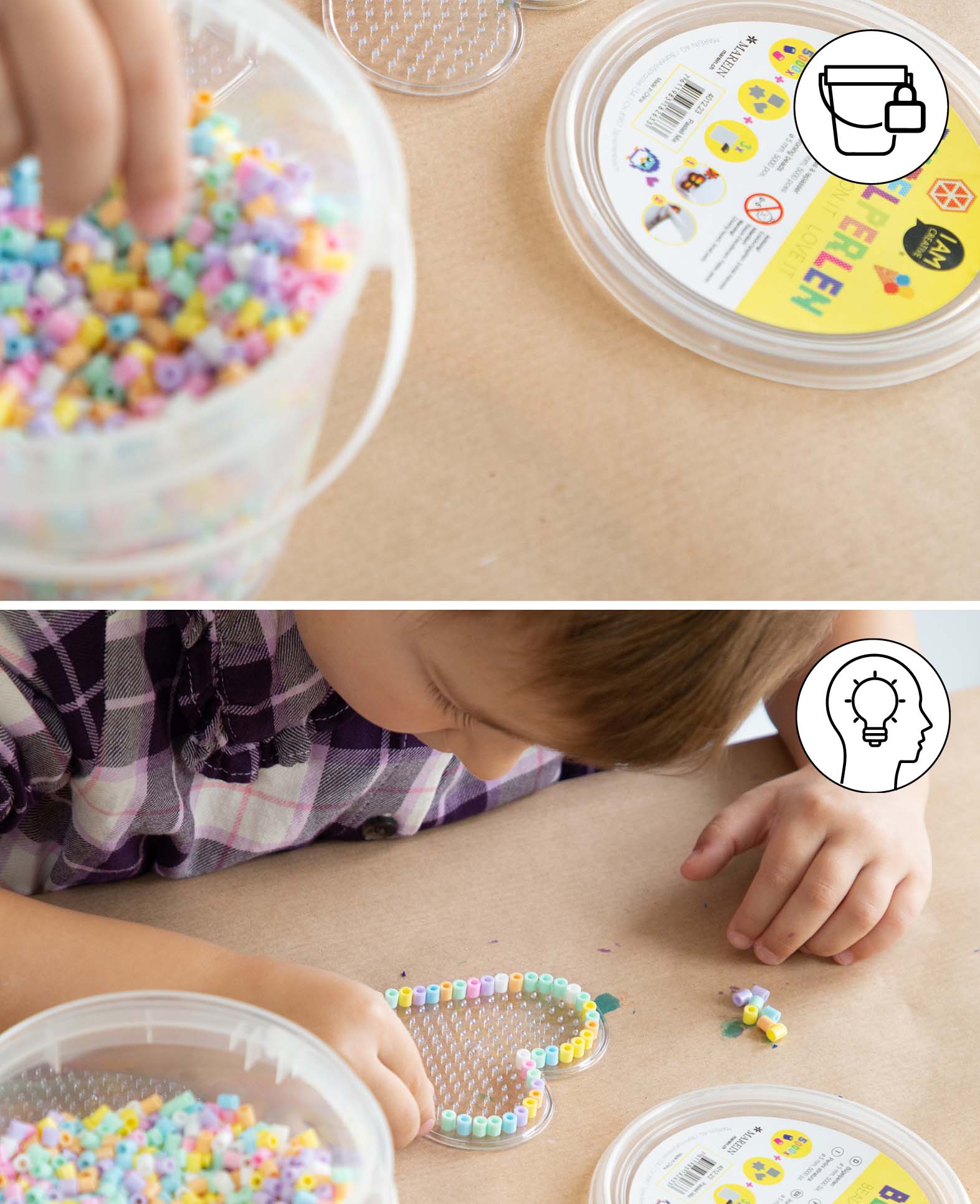 Ironing beads in a bucket, colorful mix, 5,000 pieces