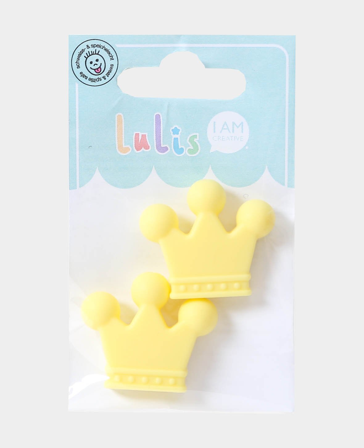 Couronne pour attaches-sucettes, jaune, 3.5 x 1 x 3 cm, 2 pièces
