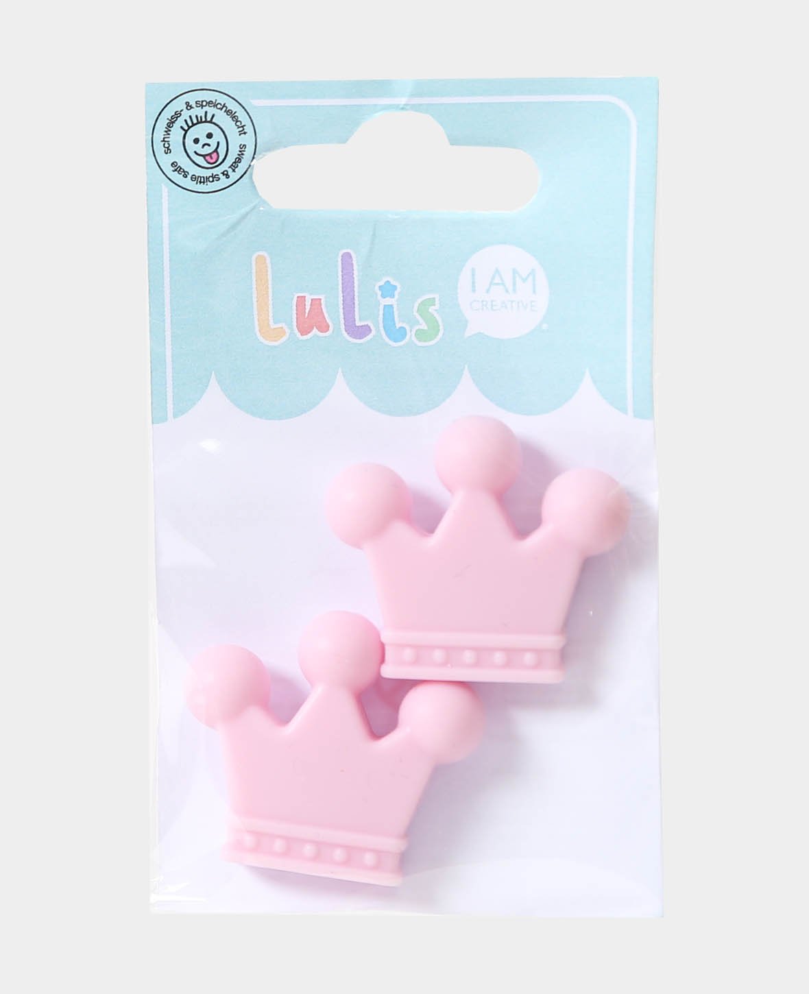 Couronne pour attaches-sucettes, rose clair, 3.5 x 1 x 3 cm, 2 pièces