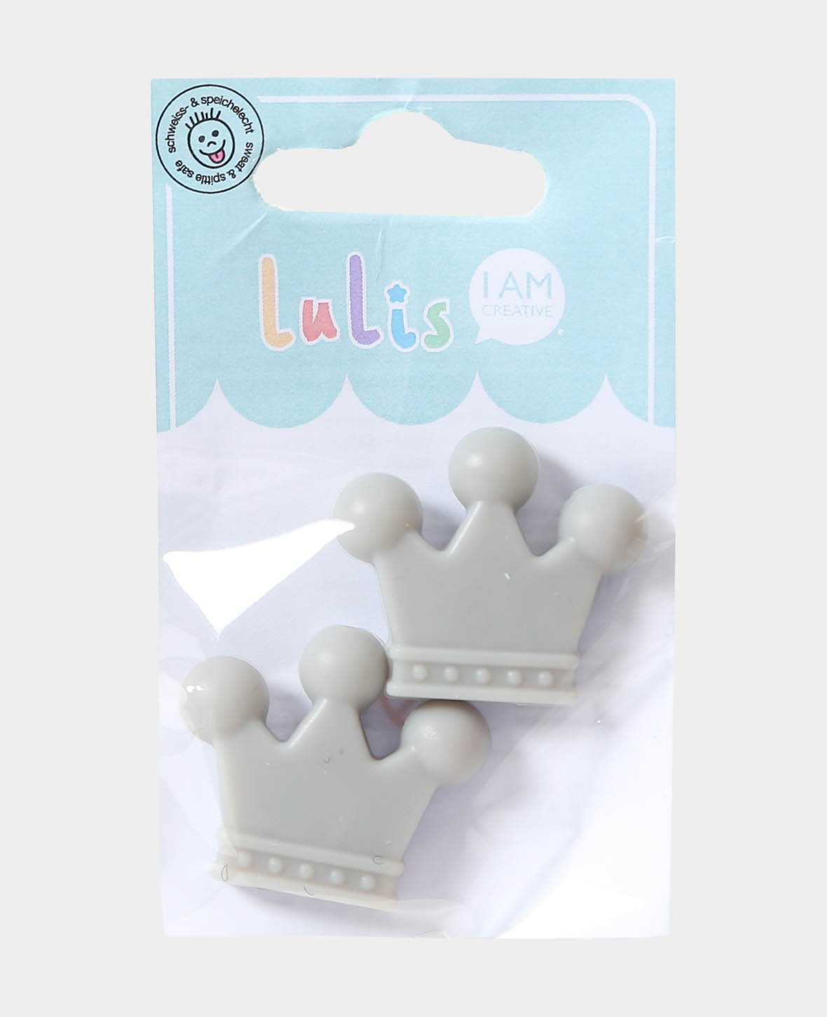 Couronne pour attaches-tétines, grise, 3,5 x 1 x 3 cm, 2 pièces