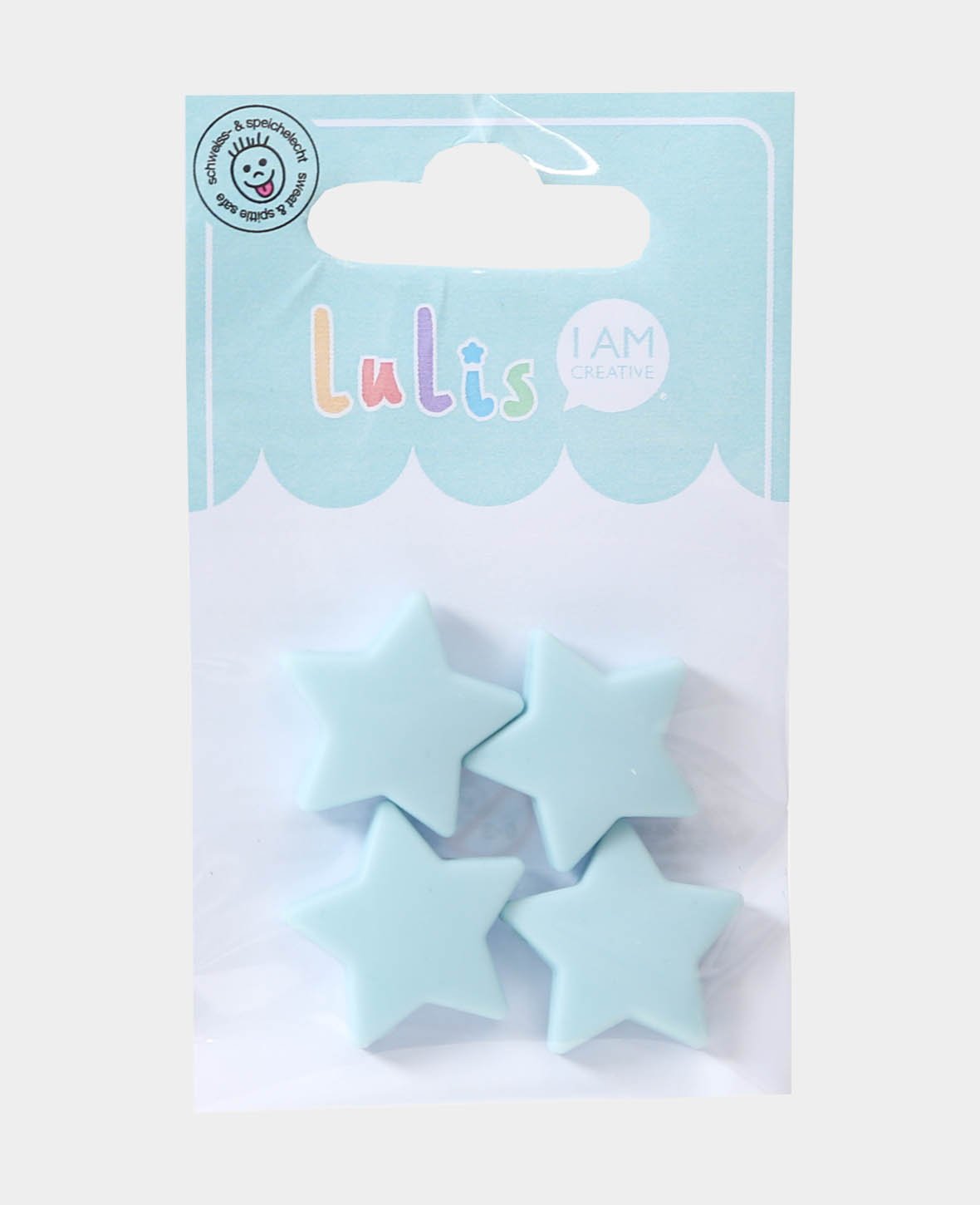 Étoile pour attache-tétine, bleu clair, 2.5 x 0.8 x 2.5 cm, 4 pièces