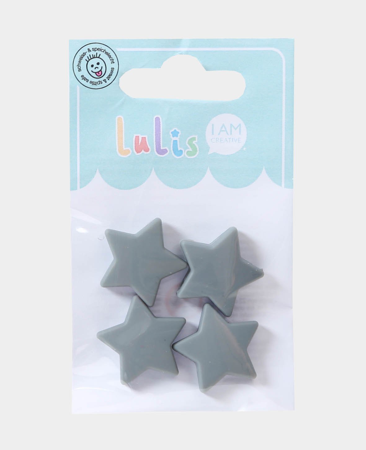 Étoile pour attache-sucette, gris, 2.5 x 0.8 x 2.5 cm, 4 p.