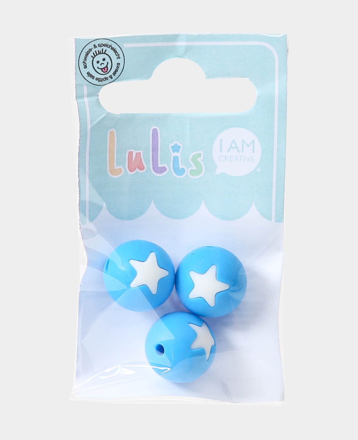 Sternperlen für Nuggiketten, Blau, ø 1.5 cm, 3 Stk.