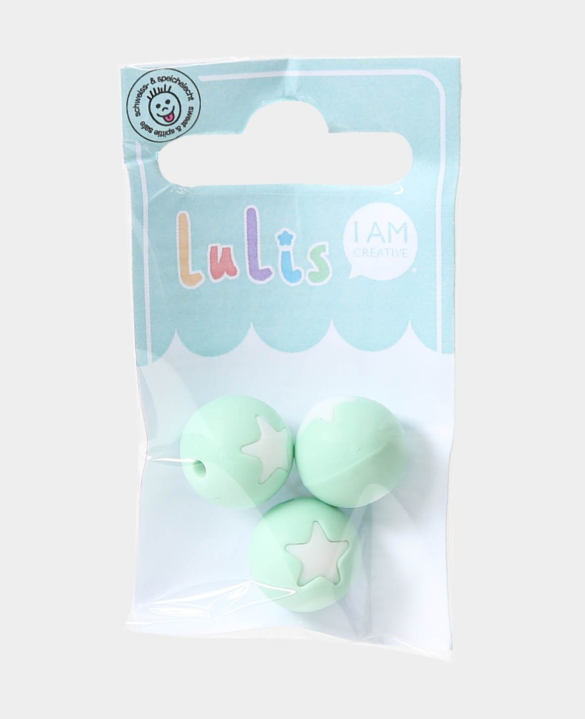Sternperlen für Nuggiketten, Mint, ø 1.5 cm, 3 Stk.