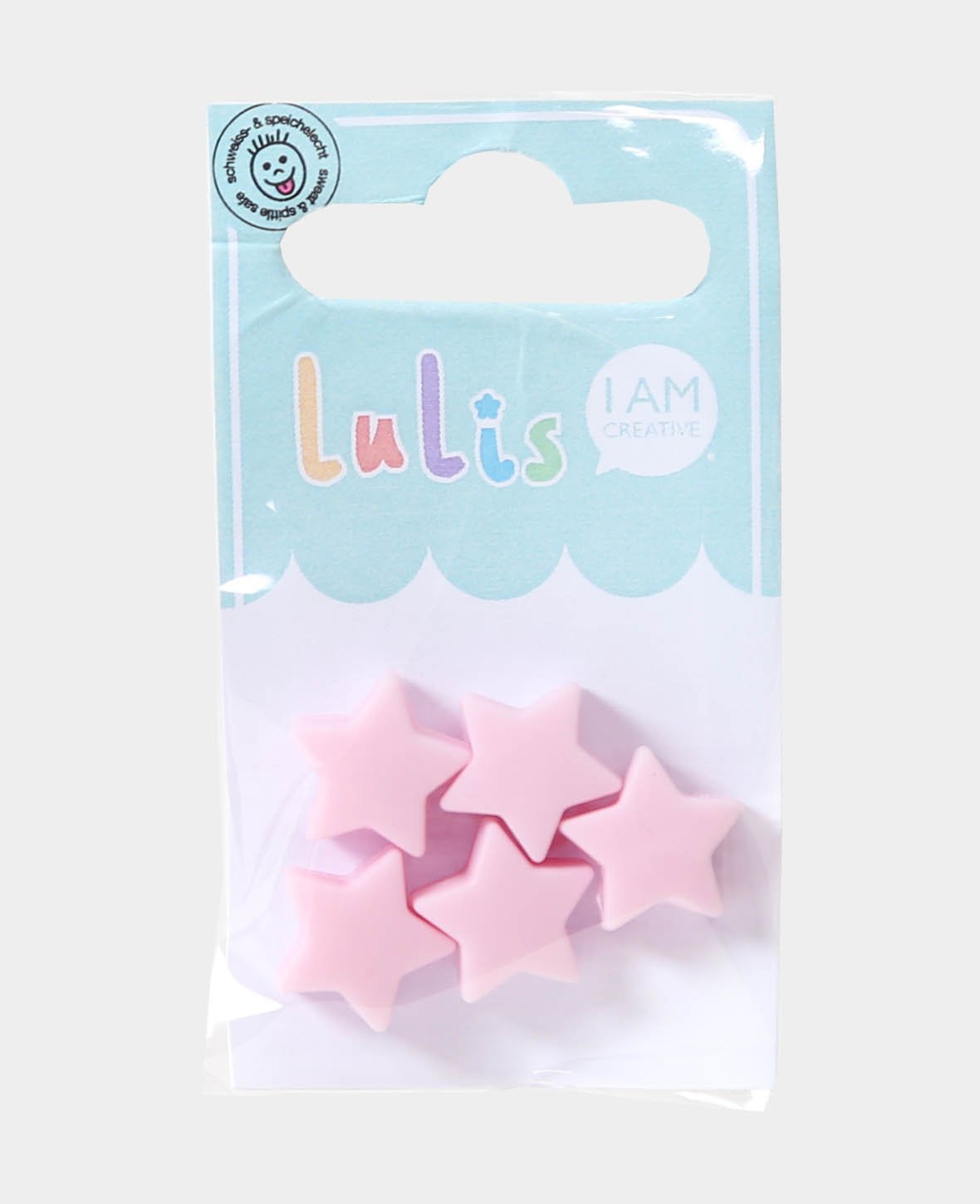 Petite étoile pour attache-sucettes, rose clair, 1,4 x 0,8 x 1,3 cm, 5 pces.