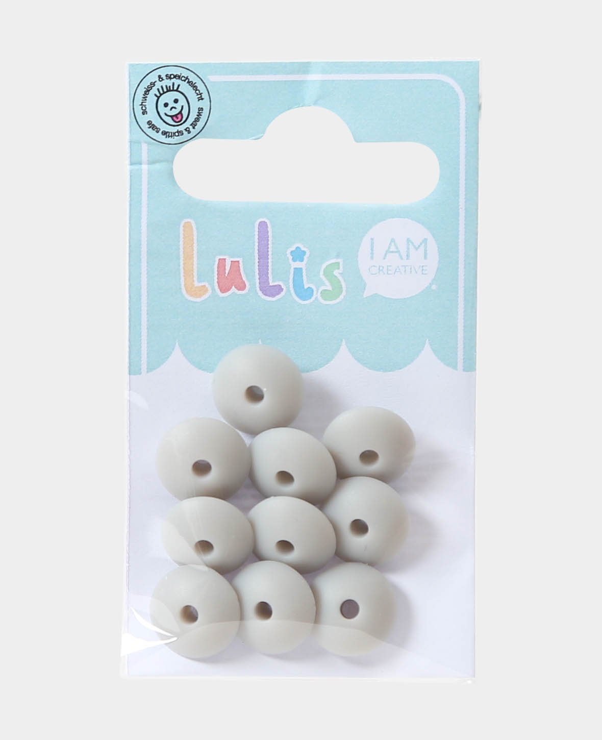 Lentilles pour attaches-tétines, gris, ø 1.2 x 0.7 cm, 10 pces.
