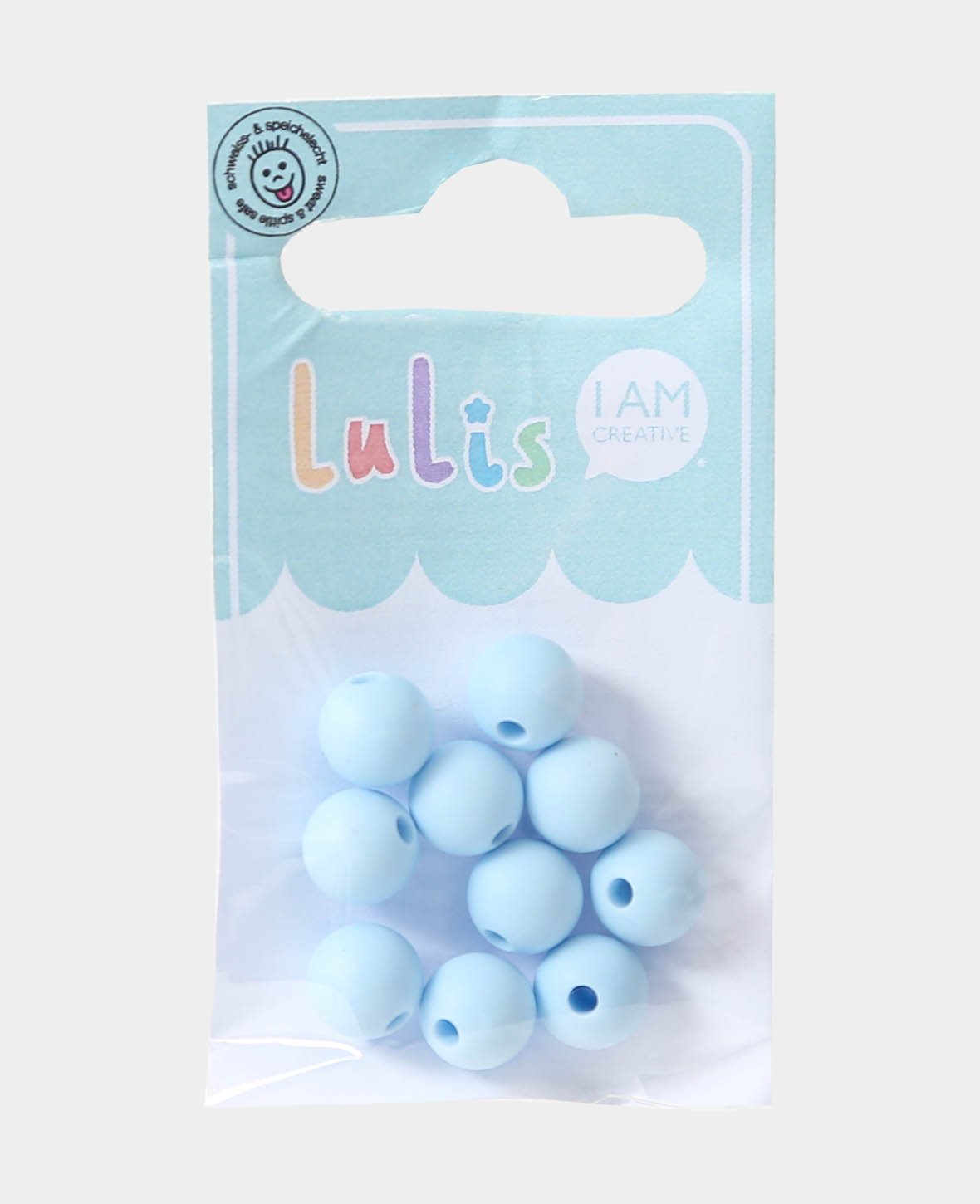 Beads for Pacifier Chains, Light Blue, ø 0.9 cm, 10 pcs.