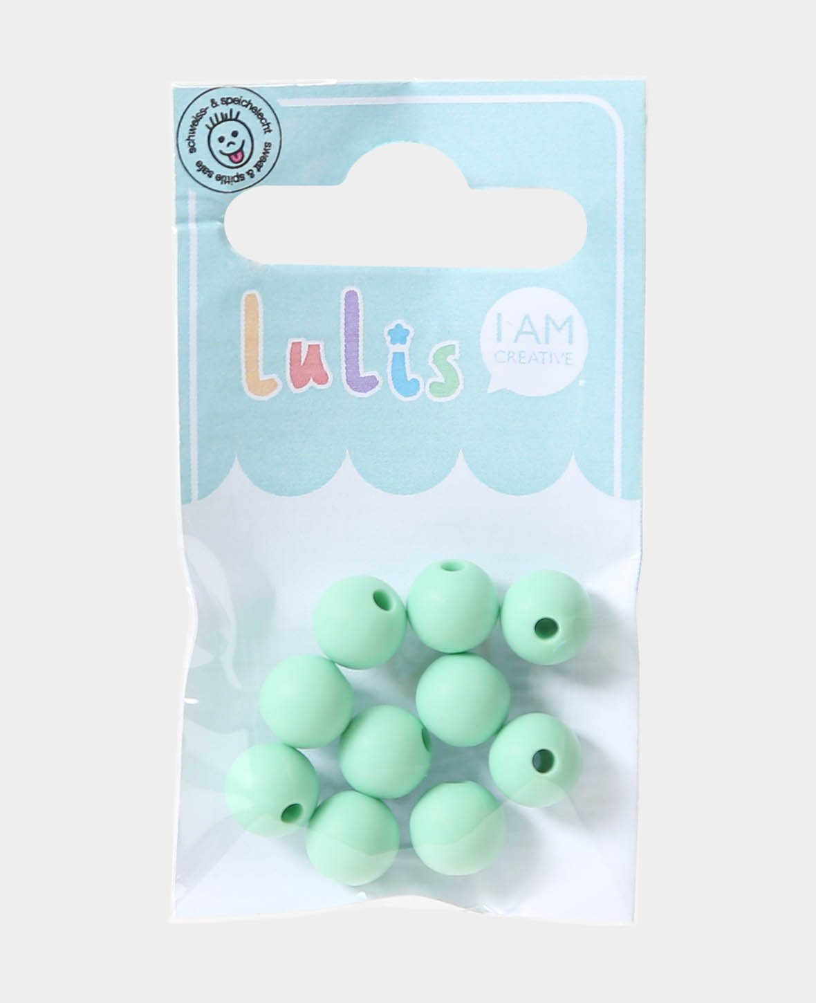 Beads for pacifier chains, Mint, ø 0.9 cm, 10 pcs.