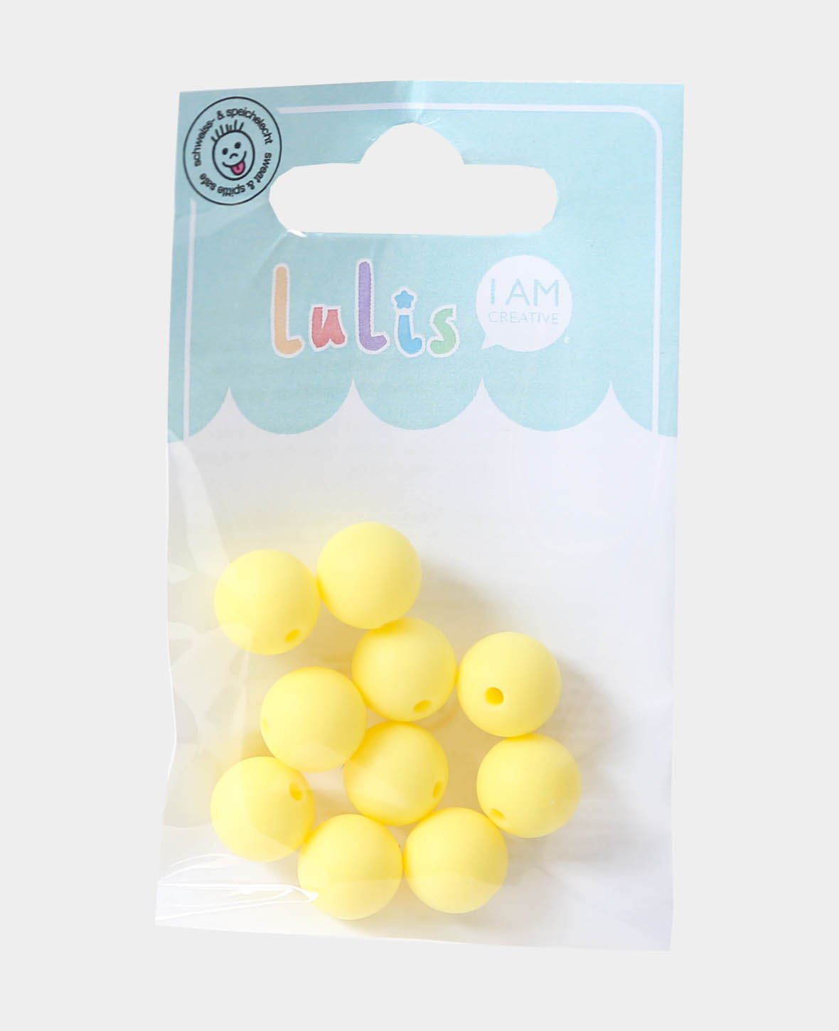 Beads for pacifier clips, yellow, ø 1.2 cm, 10 pcs.