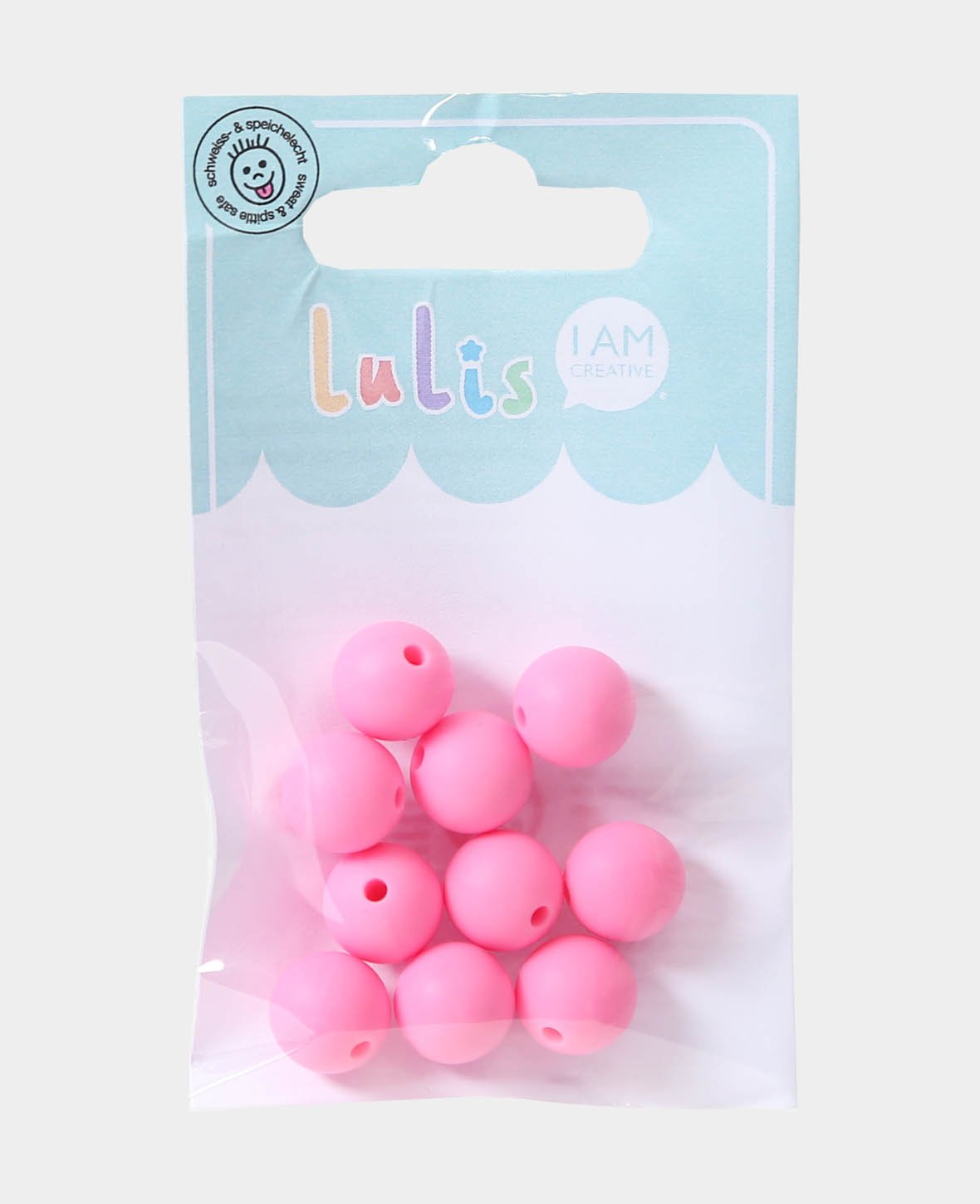 Beads for dummy chains, pink, ø 1.2 cm, 10 pcs.