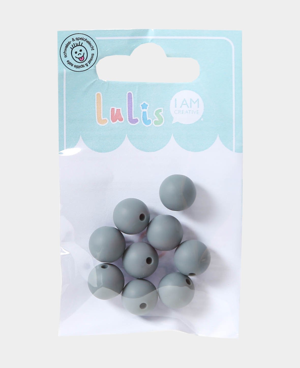 Beads for Pacifier Chains, Dark Grey, ø 1.2 cm, 10 pcs.