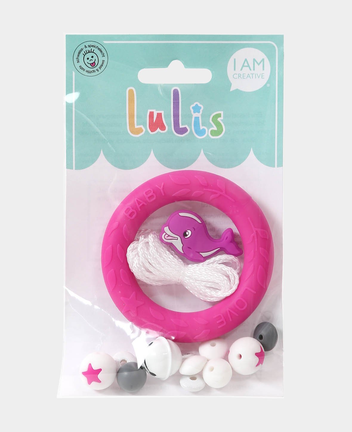 Rassel Set 1 für Nuggiketten Mädchen, Rosa, ø 1 - 7 cm, 13 teilig
