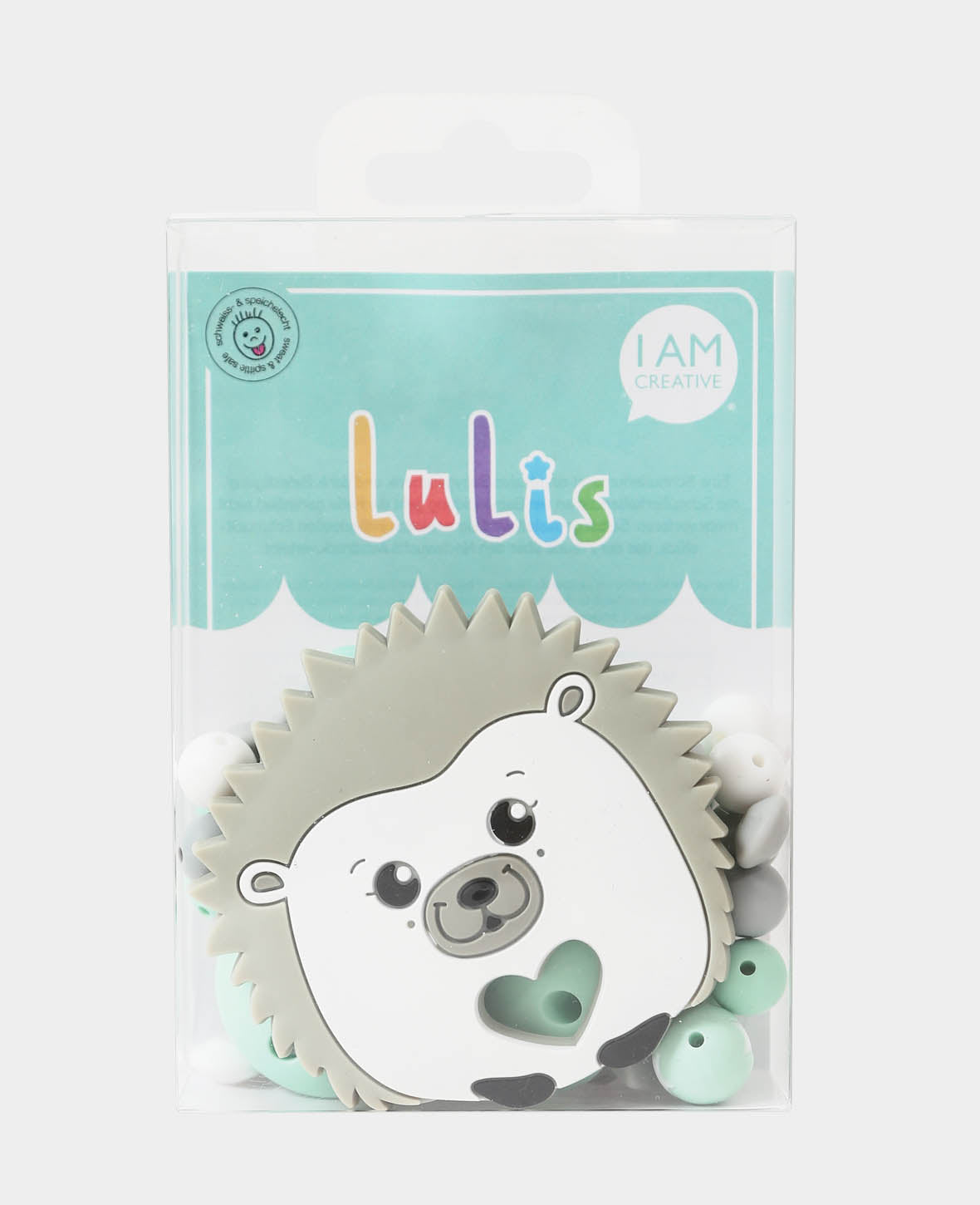 Nuggiketten Set Kinderwagen Igel, Hellgrau/Weiss, ø 1.2 - 8.8 cm, 40 teilig