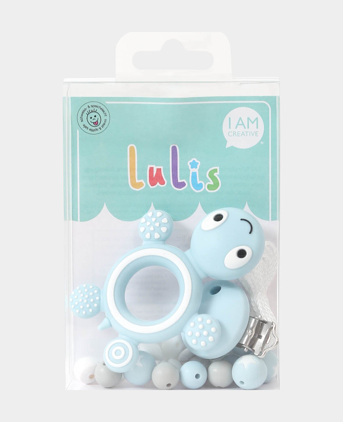 Ensemble chaîne à tétine et tortue de poussette, bleu clair, ø 1 - 9 cm, 22 pièces