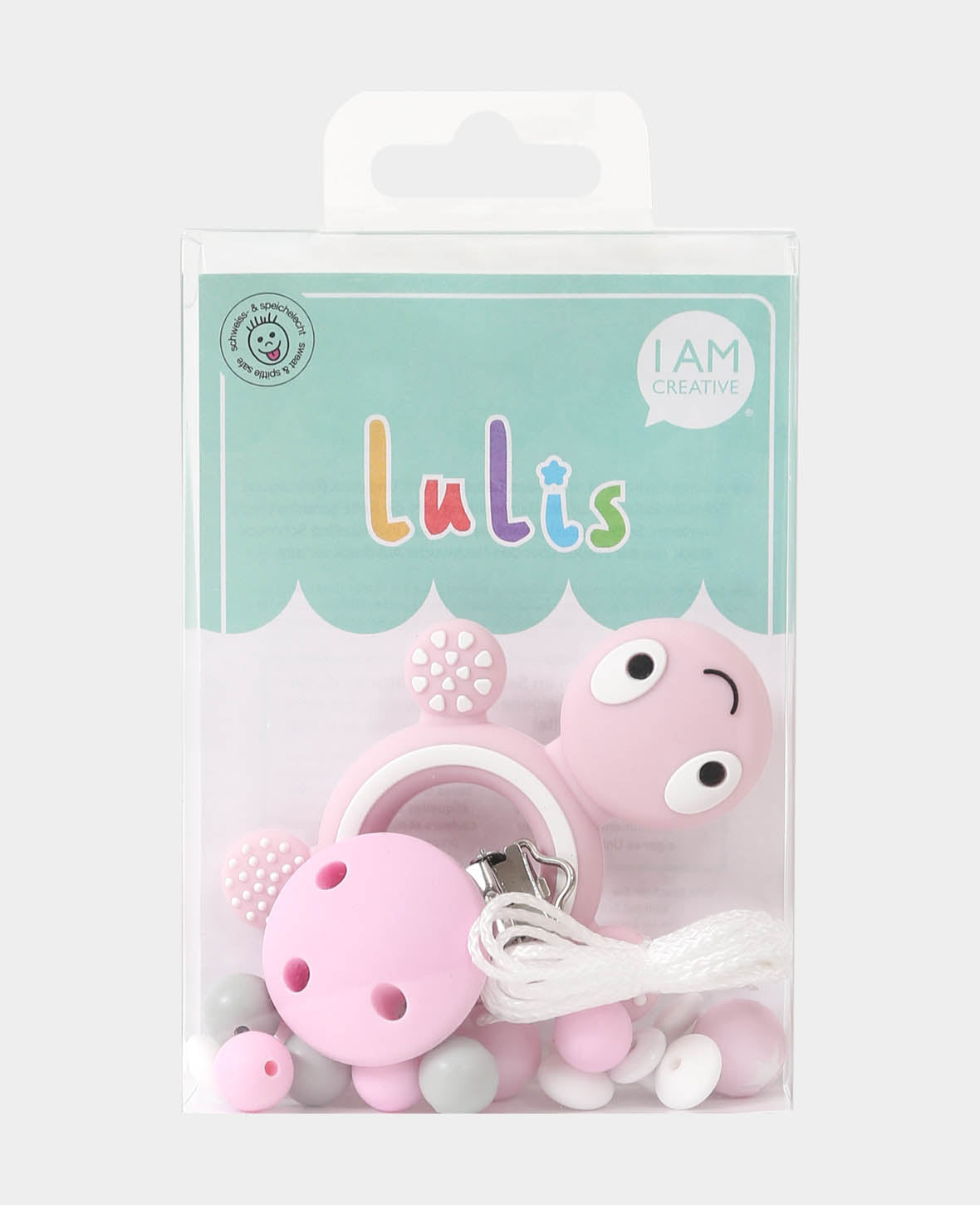 Kit attache-tétine tortue fille, rose clair, ø 1 - 9 cm, 22 pièces