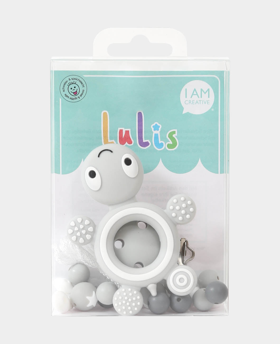 Set chaînes pour sucette, attache-tétine, panneau poussette tortue, gris, ø 1 - 9 cm, 22 pièces