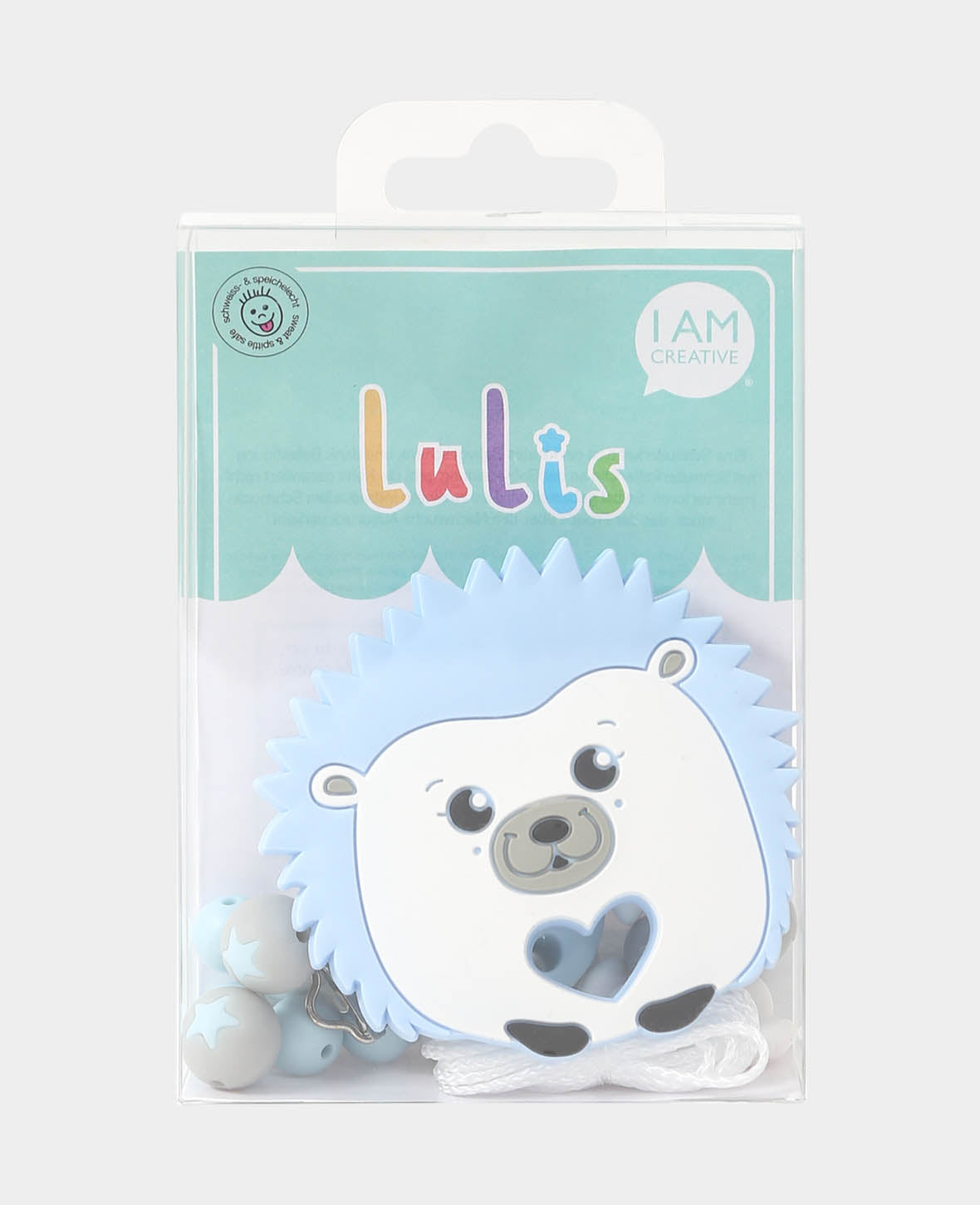 Kit attache-tétine hérisson, bleu clair, ø 1 - 8.8 cm, 22 pièces
