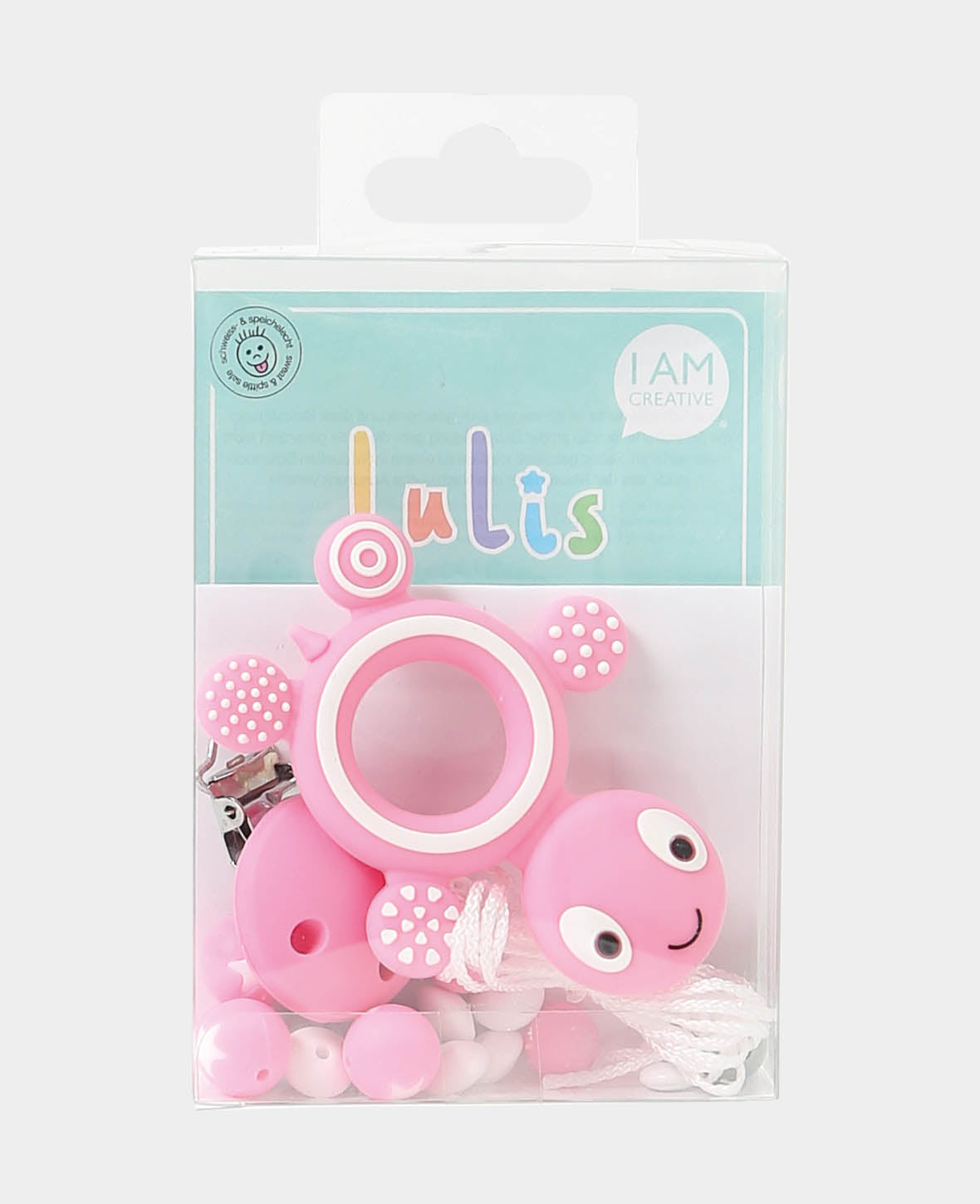 Attache-tétine tortue, rose, ø 1 - 9 cm, 22 pièces