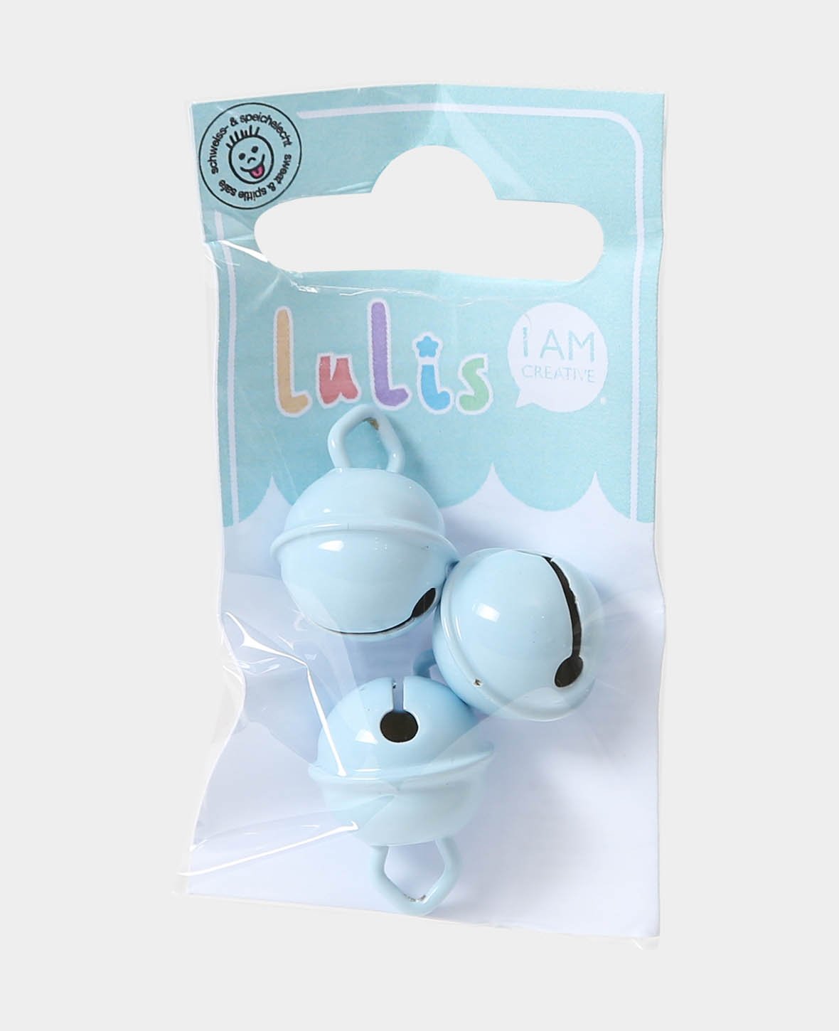 Clochettes pour attaches-sucettes, bleu clair, ø 1.7 x 2.3 cm, 3 pces.