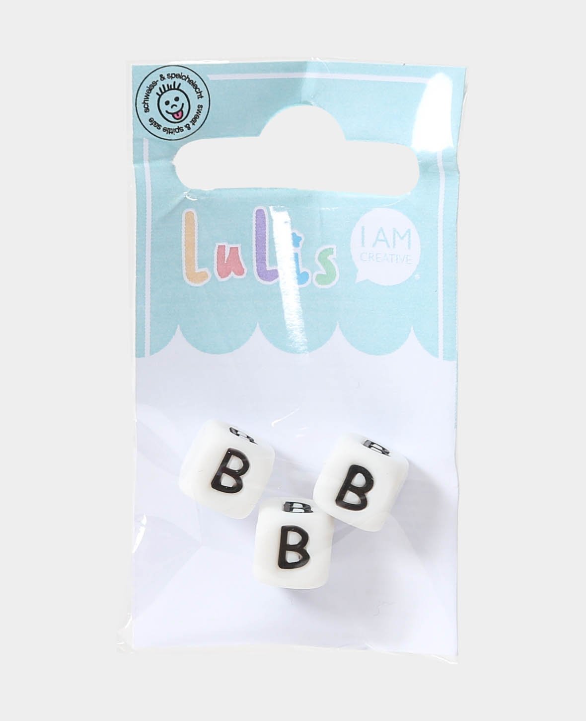 Letters B for soother chains, B/W, 1 x 1 cm, 3 pcs.