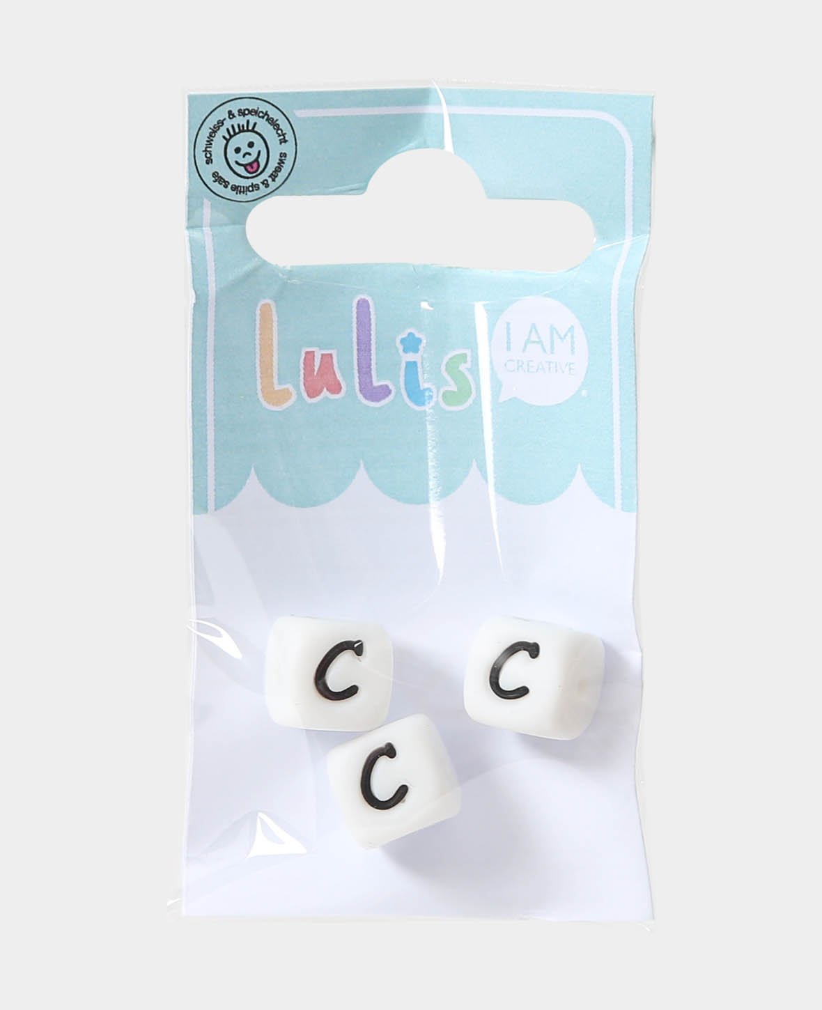Letters C for pacifier chains, B/W, 1 x 1 cm, 3 pcs.