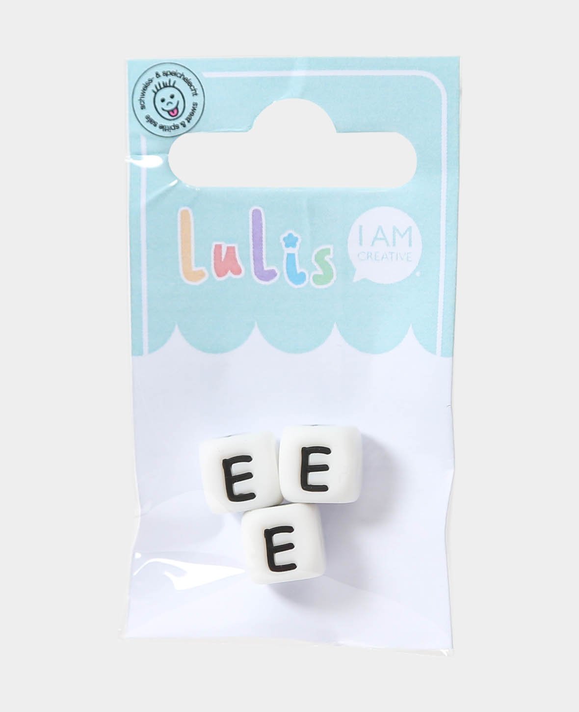 Letters E for pacifier chains, B/W, 1 x 1 cm, 3 pcs.