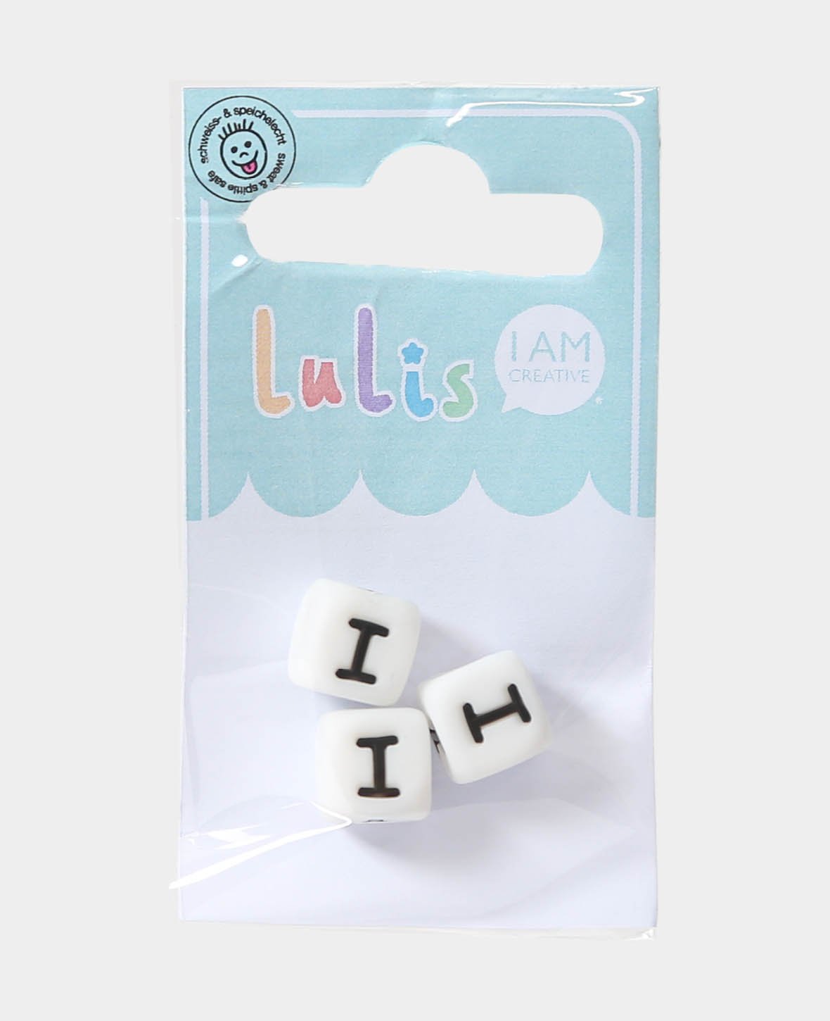 Letters I for soother chains, B/W, 1 x 1 cm, 3 pcs.