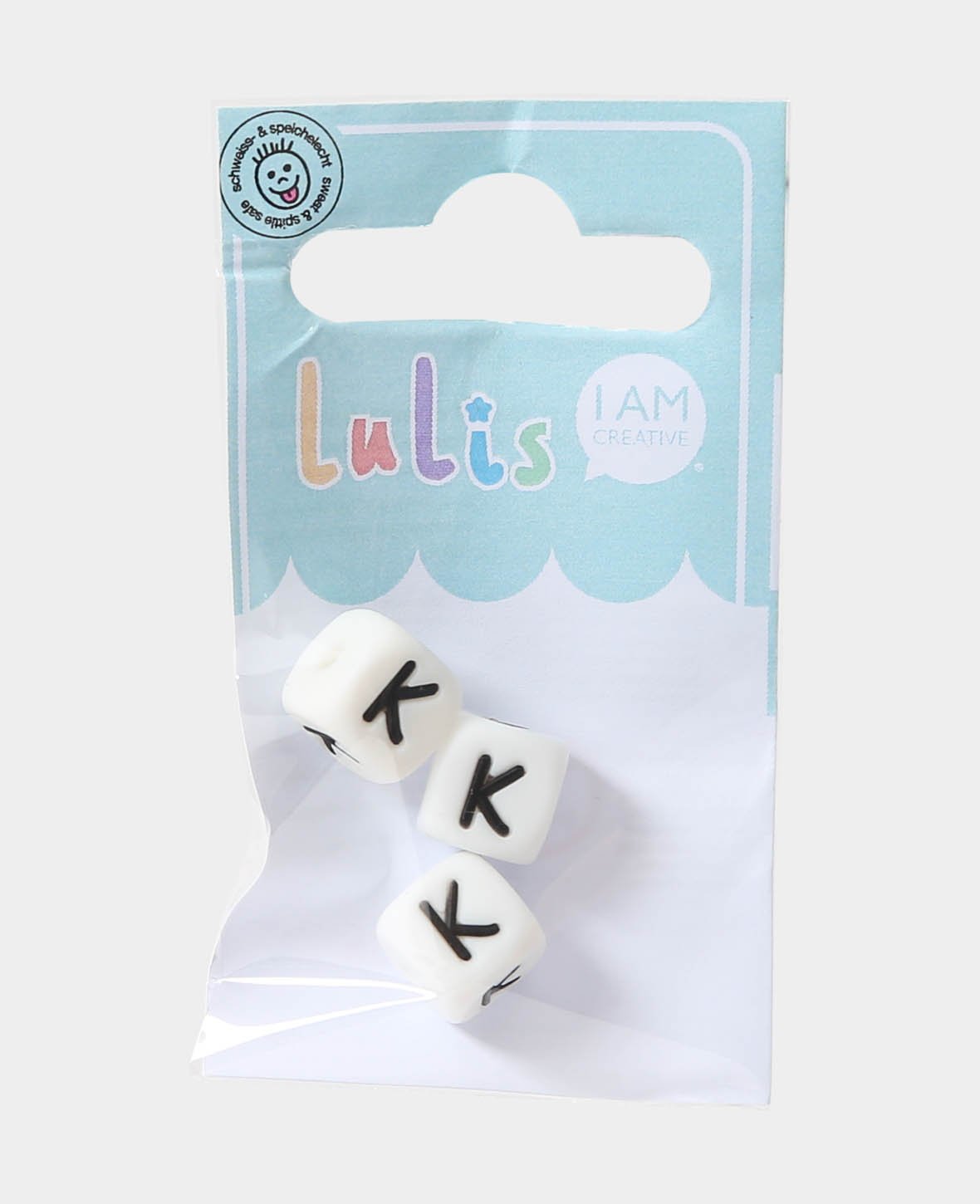 Letters K for pacifier chains, B/W, 1 x 1 cm, 3 pcs.