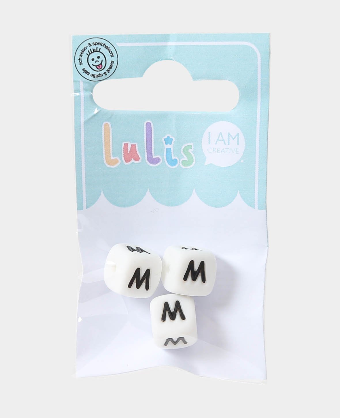 Letters M for pacifier chains, B/W, 1 x 1 cm, 3 pcs.