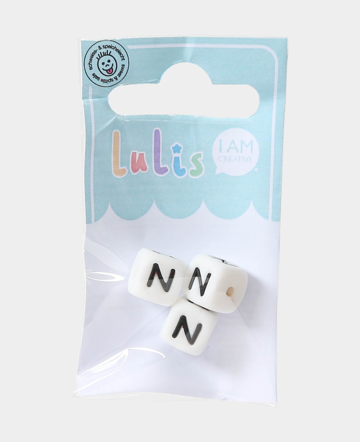 Letters N for pacifier chains, B/W, 1 x 1 cm, 3 pcs.