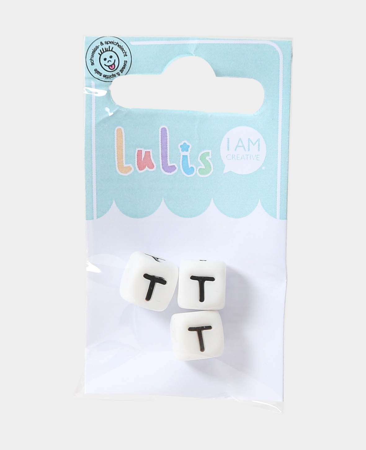 Letters T for pacifier chains, B/W, 1 x 1 cm, 3 pcs.