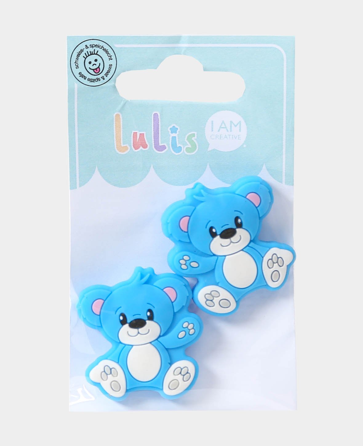 Bear Bead for Pacifier Chains, Blue, 3.2 x 0.9 x 3.5 cm, 2 pcs.