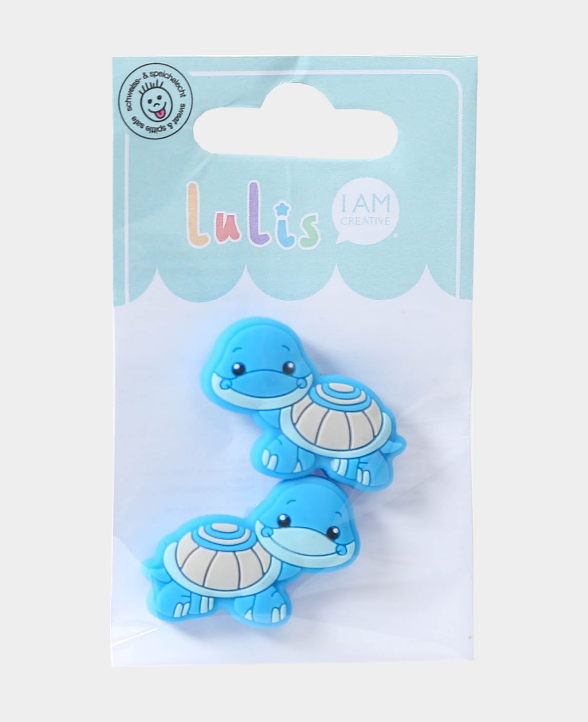 Schildkröte Perle für Nuggiketten, Blau, 2.5 x 0.9 x 3.5 cm, 2 Stk.