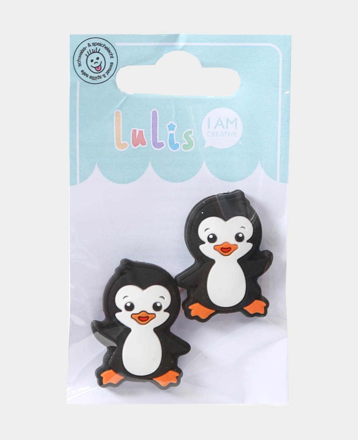 Pinguin Perle für Nuggiketten, S/W, 2.5 x 0.9 x 3.5 cm, 2 Stk.