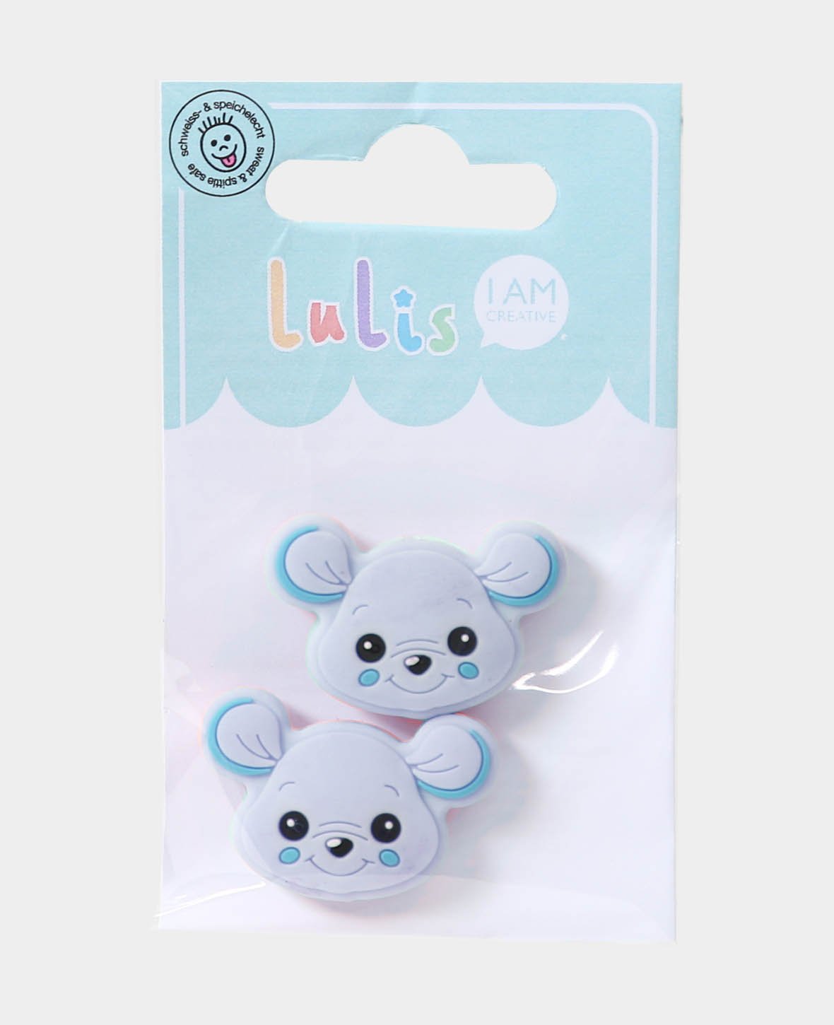 Kangourou pour attaches-sucettes, bleu clair, 2,5 x 0,9 x 3,5 cm, 2 pièces