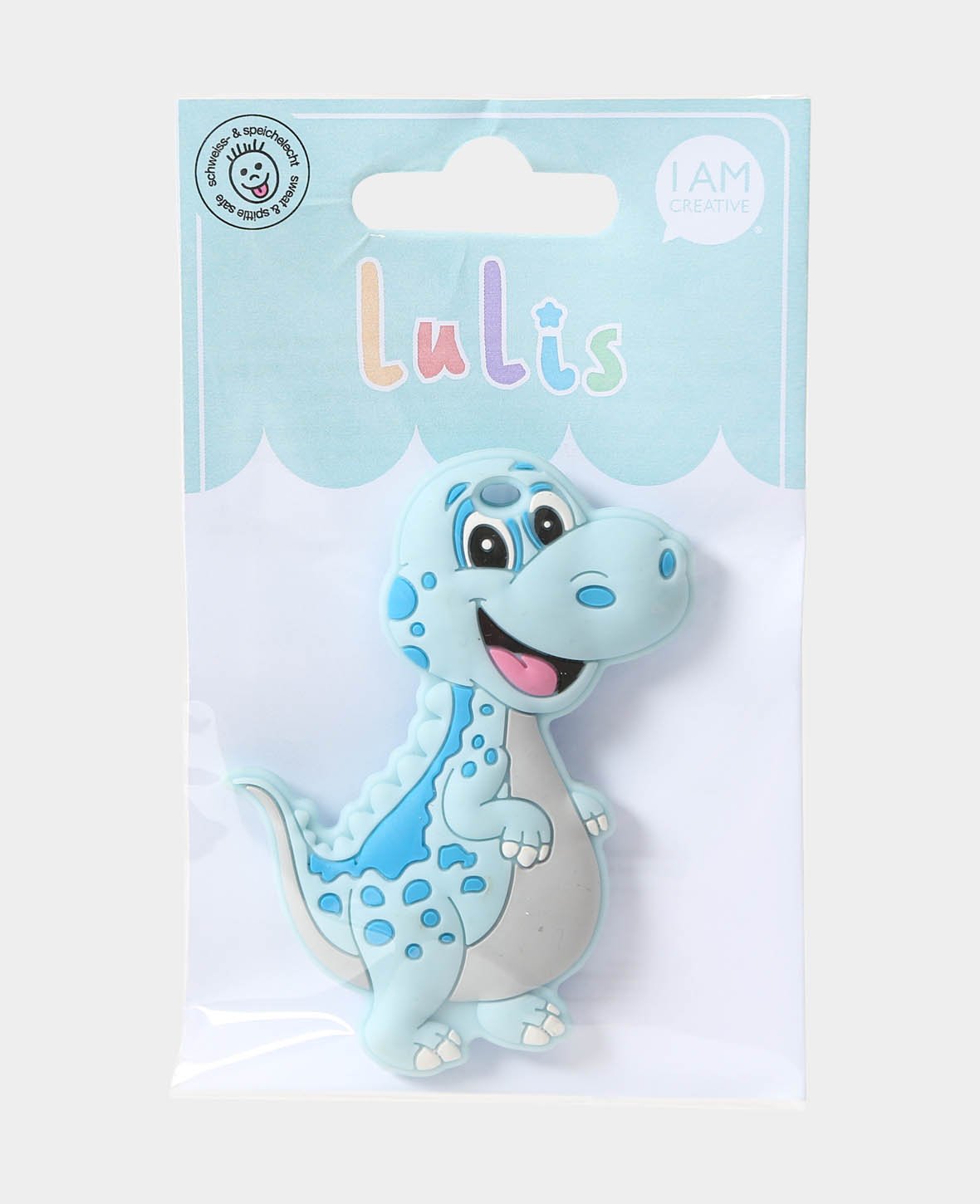 Dinosaure pour attache-tétine, bleu clair, 6.5 x 1.5 x 8 cm, 1 pc.