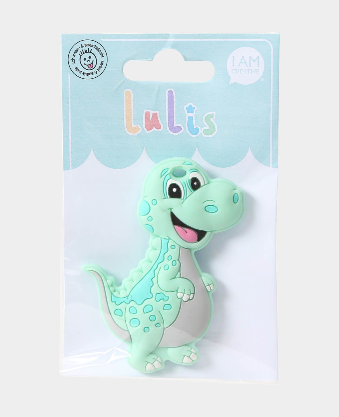 Dino pour attaches-sucette, menthe, 6,5 x 1,5 x 8 cm, 1 pièce.