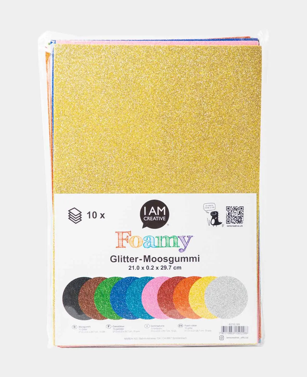 Kit de mousse caoutchouc A4, pailleté multicolore, 2 mm x 30 x 40 cm, 10 pièces