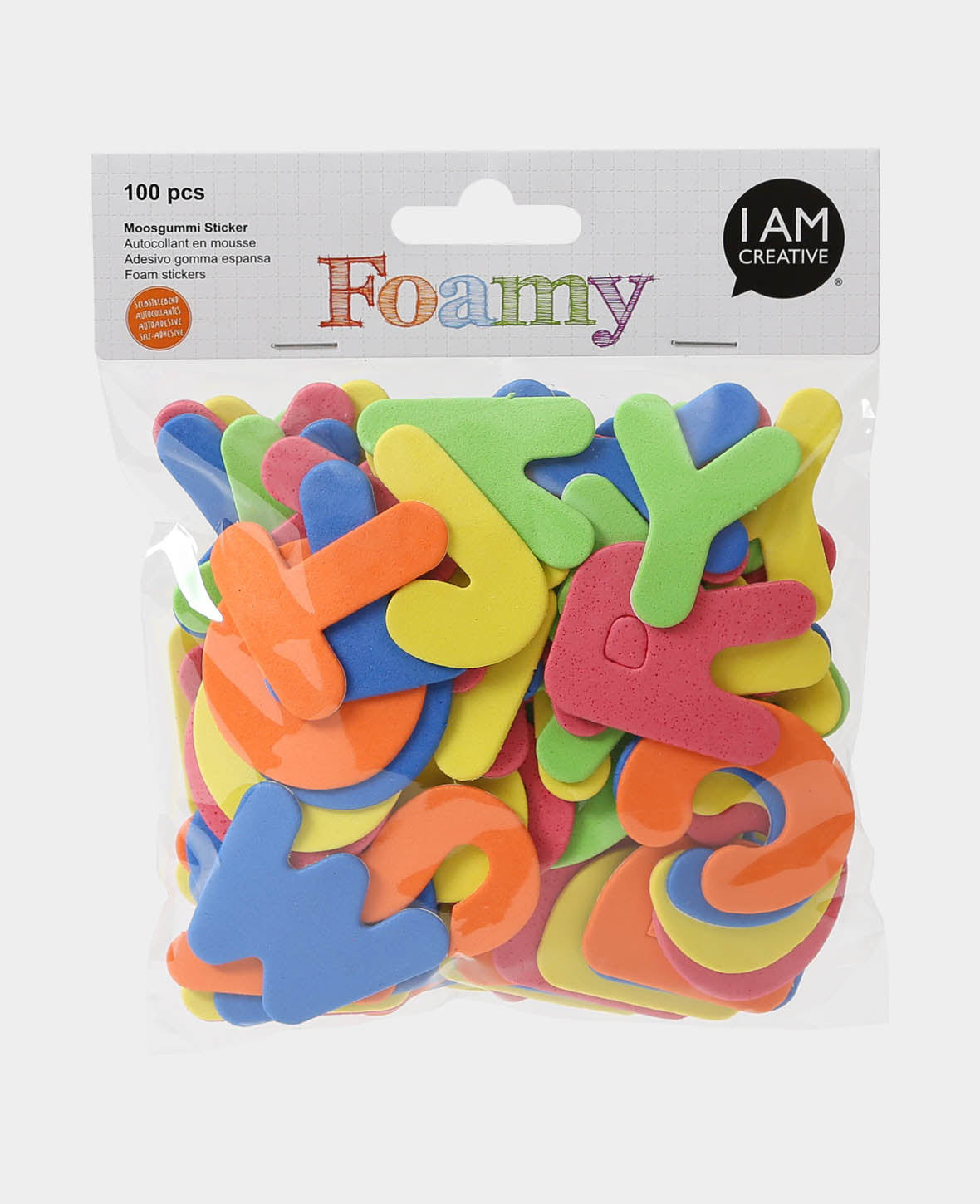 Autocollants en mousse EVA ABC, ø 5 cm, 100 pièces