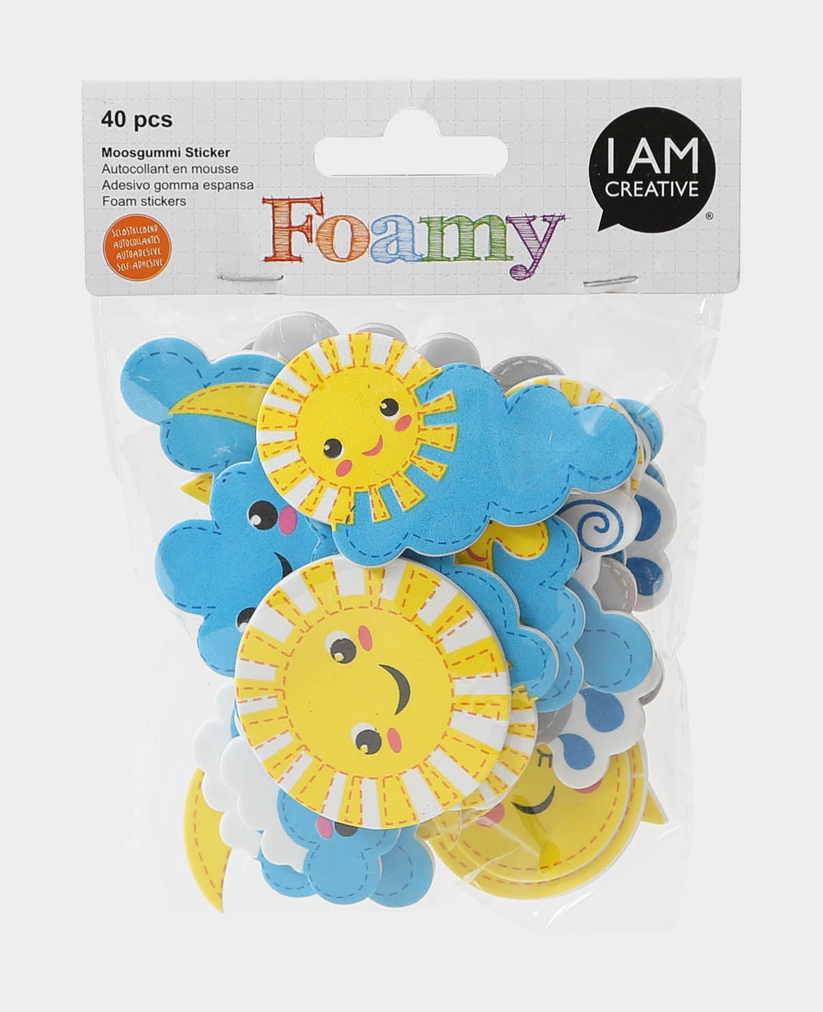 Autocollants en mousse Soleil et Lune, 4-6 cm, 40 pièces