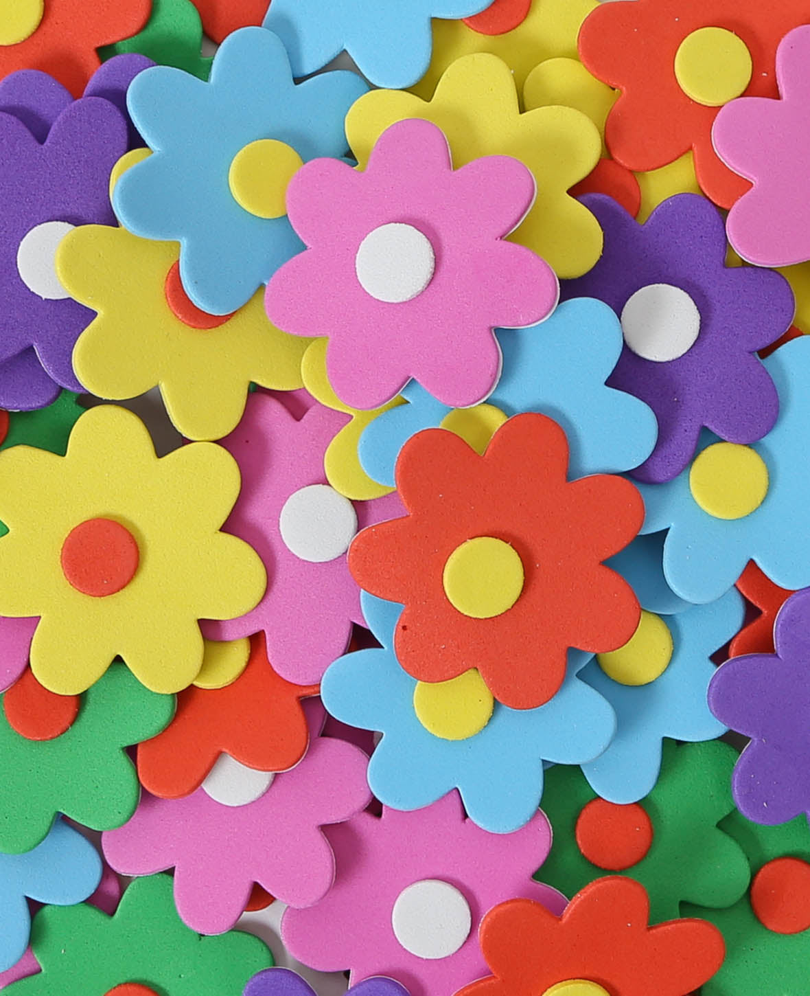Stickers en mousse fleurs, ø 4,5 cm, 60 p.