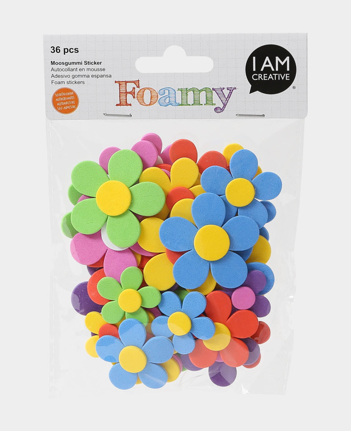 Stickers en mousse "Fleurs", ø 3,7 cm, 36 p.