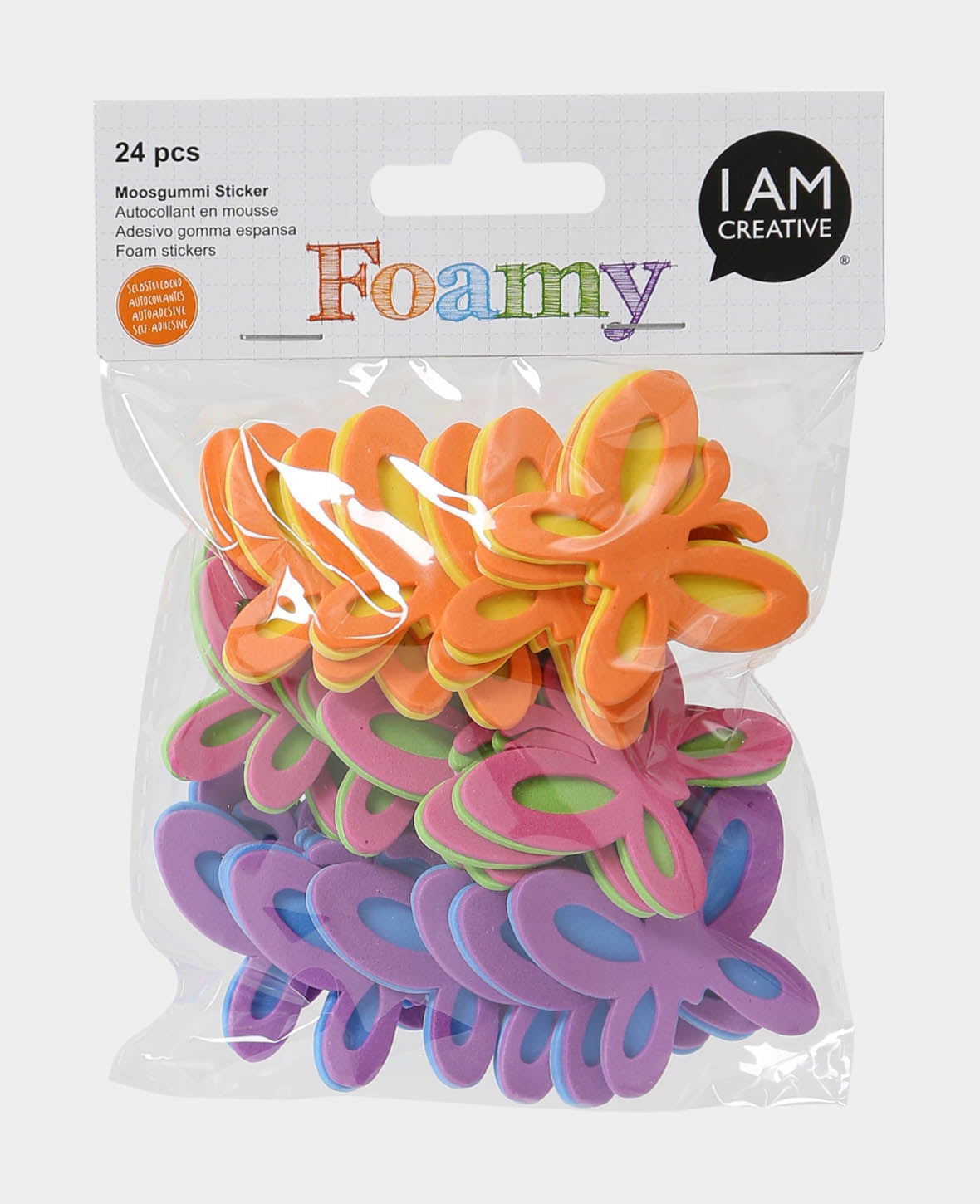 Autocollants papillons en mousse caoutchouc, 4,5 x 4 cm, 24 p.