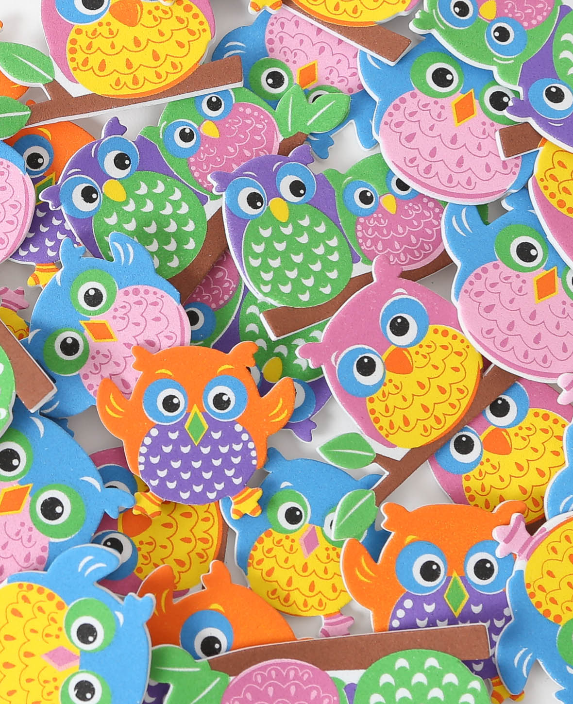 Autocollants chouettes en mousse, 6,5 x 4 cm, 18 pces